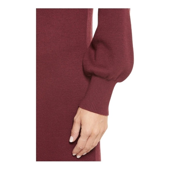 caslon Double Knit Long Sleeve Turtleneck Sweater Dress in wine color - Picture 5 of 14